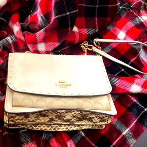 White real snakeskin coach crossbody